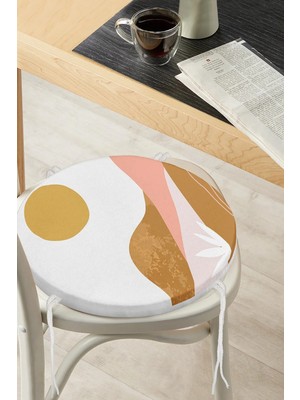 Rem Home Rengirenk Dekoratif Sandalye Minderi Yuvarlak 40 x 40 cm Mutfak Balkon Oturma Minderi