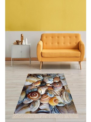 Pelangi Deniz Kabukları Desenli Dijital Baskı Yıkanabilir Kaymaz Taban Modern Salon Halı ve Yoll