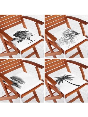 Rem Home Rengirenk Dekoratif Sandalye Minderi Beyaz Modern 40 x 40 cm Mutfak Balkon Oturma Minderi