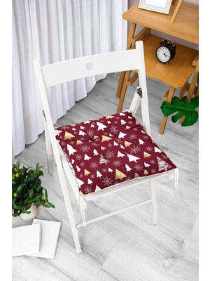 Rem Home Rengirenk Dekoratif Sandalye Minderi Beyaz Modern Bağcıklı 40 x 40 cm Mutfak Balkon Oturma Minderi