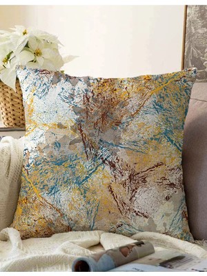Rem Home Rengirenk Dekoratif Kırlent Kılıfı Mermer 43 x 43 cm Salon Koltuk Kanepe Yastık Kılıfı