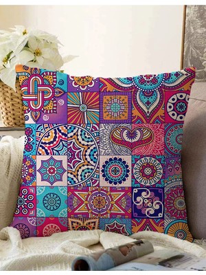 Rem Home Rengirenk Dekoratif Kırlent Kılıfı Modern 43 x 43 cm Salon Koltuk Kanepe Yastık Kılıfı