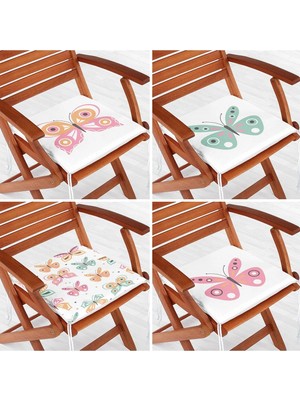 Rem Home Rengirenk Dekoratif Sandalye Minderi Sarı Modern 40 x 40 cm Mutfak Balkon Oturma Minderi