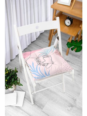 Rem Home Rengirenk Dekoratif Sandalye Minderi Beyaz Bohem Bağcıklı 40 x 40 cm Mutfak Balkon Oturma Minderi