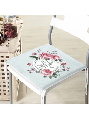 Rem Home Rengirenk Dekoratif Sandalye Minderi Çiçekli 40 x 40 cm Mutfak Balkon Oturma Minderi