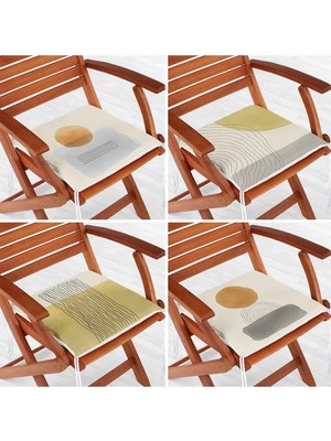 Rem Home Rengirenk Dekoratif Sandalye Minderi Sarı Modern 40 x 40 cm Mutfak Balkon Oturma Minderi
