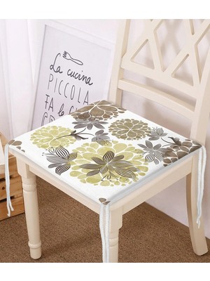 Rem Home Rengirenk Dekoratif Sandalye Minderi Beyaz Soyut 40 x 40 cm Mutfak Balkon Oturma Minderi