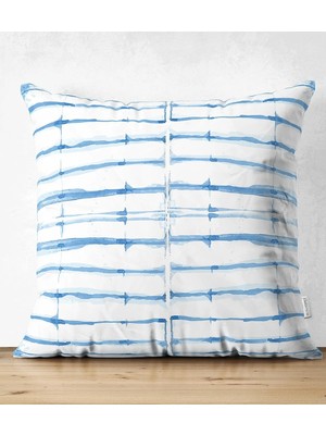 Rem Home Rengirenk Dekoratif Kırlent Kılıfı Mavi 43 x 43 cm Salon Koltuk Kanepe Yastık Kılıfı