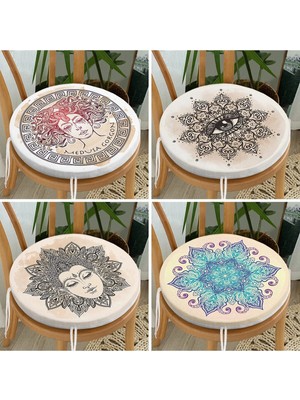 Rem Home Rengirenk Dekoratif Sandalye Minderi Sarı Yuvarlak 40 x 40 cm Mutfak Balkon Oturma Minderi