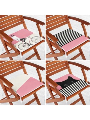 Rem Home Rengirenk Dekoratif Sandalye Minderi Pembe 40 x 40 cm Mutfak Balkon Oturma Minderi