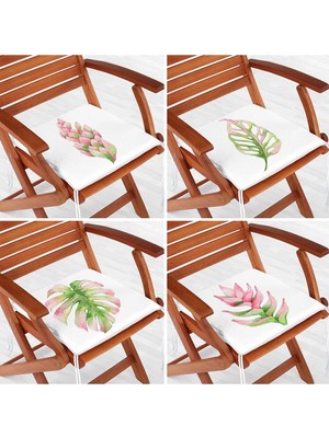 Rem Home Rengirenk Dekoratif Sandalye Minderi Sarı Yaprak 40 x 40 cm Mutfak Balkon Oturma Minderi