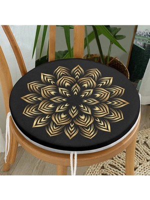Rem Home Rengirenk Dekoratif Sandalye Minderi Siyah Yuvarlak 40 x 40 cm Mutfak Balkon Oturma Minderi