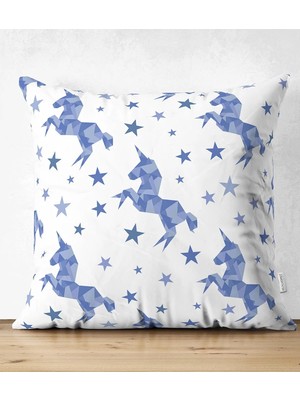 Rem Home Rengirenk Dekoratif Kırlent Kılıfı Beyaz Modern 43 x 43 cm Salon Koltuk Kanepe Yastık Kılıfı