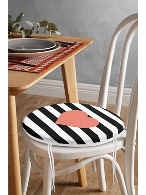 Rem Home Rengirenk Dekoratif Sandalye Minderi Modern Yuvarlak 40 x 40 cm Mutfak Balkon Oturma Minderi