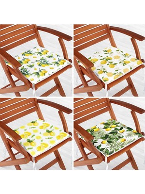 Rem Home Rengirenk Dekoratif Sandalye Minderi Sarı 40 x 40 cm Mutfak Balkon Oturma Minderi