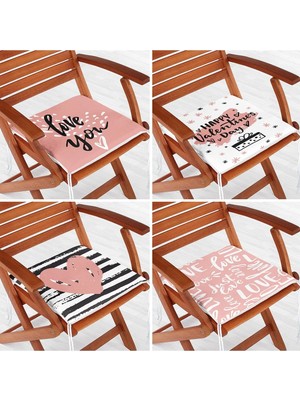 Rem Home Rengirenk Dekoratif Sandalye Minderi Sarı Modern 40 x 40 cm Mutfak Balkon Oturma Minderi