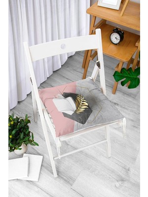 Rem Home Rengirenk Dekoratif Sandalye Minderi Beyaz Modern 40 x 40 cm Mutfak Balkon Oturma Minderi