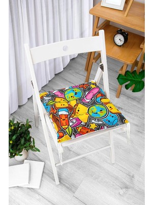 Rem Home Rengirenk Dekoratif Sandalye Minderi Sarı Modern 40 x 40 cm Mutfak Balkon Oturma Minderi