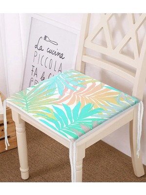 Rem Home Rengirenk Dekoratif Sandalye Minderi Pembe Yaprak 40 x 40 cm Mutfak Balkon Oturma Minderi