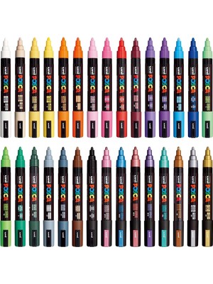 Uni Posca Markör Kalem 5m Set 1.8-2.5 mm Keçe Uçlu (30'lu Set)