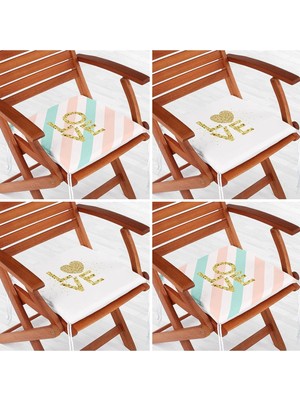 Rem Home Rengirenk Dekoratif Sandalye Minderi Beyaz Modern 40 x 40 cm Mutfak Balkon Oturma Minderi
