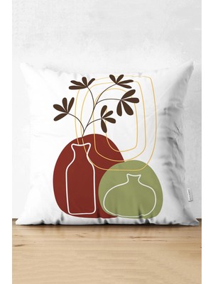 Rem Home Rengirenk Dekoratif Kırlent Kılıfı Soyut 43 x 43 cm Salon Koltuk Kanepe Yastık Kılıfı