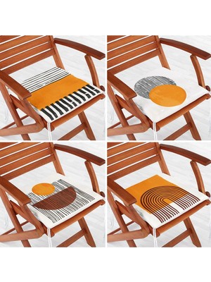 Rem Home Rengirenk Dekoratif Sandalye Minderi Sarı Etnik 40 x 40 cm Mutfak Balkon Oturma Minderi