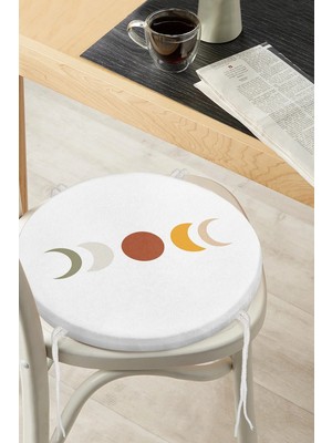 Rem Home Rengirenk Dekoratif Sandalye Minderi Sarı Yuvarlak 40 x 40 cm Mutfak Balkon Oturma Minderi