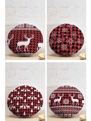 Rem Home Rengirenk Dekoratif Kırlent Kılıfı Beyaz Ekose 43 x 43 cm Salon Koltuk Kanepe Yastık Kılıfı