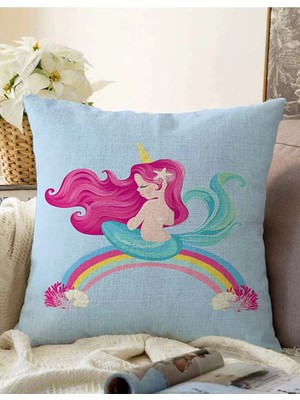 Rem Home Rengirenk Dekoratif Kırlent Kılıfı Mavi 43 x 43 cm Salon Koltuk Kanepe Yastık Kılıfı