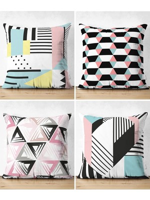 Rem Home Rengirenk Dekoratif Kırlent Kılıfı Geometrik 43 x 43 cm Salon Koltuk Kanepe Yastık Kılıfı