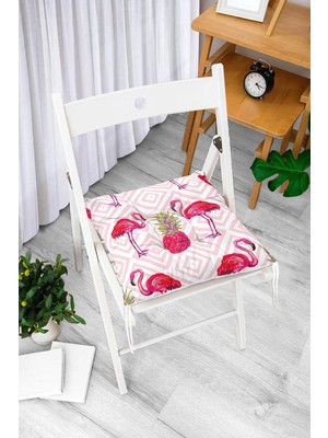Rem Home Rengirenk Dekoratif Sandalye Minderi Sarı 40 x 40 cm Mutfak Balkon Oturma Minderi