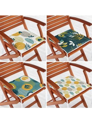 Rem Home Rengirenk Dekoratif Sandalye Minderi Yaprak 40 x 40 cm Mutfak Balkon Oturma Minderi