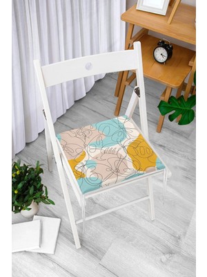 Rem Home Rengirenk Dekoratif Sandalye Minderi Sarı Puantiye 40 x 40 cm Mutfak Balkon Oturma Minderi