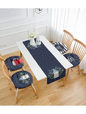 Rem Home Rengirenk Dekoratif Sandalye Minderi Lacivert Yuvarlak 45 x 140 cm Mutfak Balkon Oturma Minderi
