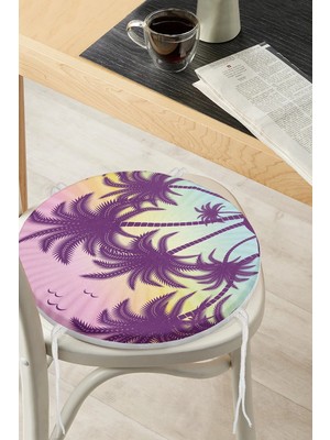 Rem Home Rengirenk Dekoratif Sandalye Minderi Modern Yuvarlak 40 x 40 cm Mutfak Balkon Oturma Minderi