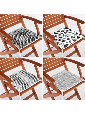 Rem Home Rengirenk Dekoratif Sandalye Minderi Sarı Geometrik 40 x 40 cm Mutfak Balkon Oturma Minderi