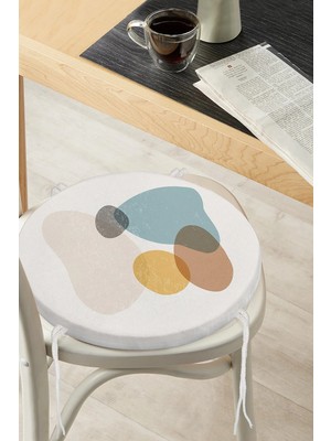Rem Home Rengirenk Dekoratif Sandalye Minderi Modern Yuvarlak 40 x 40 cm Mutfak Balkon Oturma Minderi