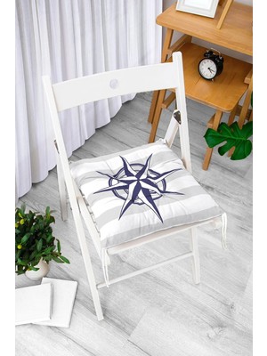 Rem Home Rengirenk Dekoratif Sandalye Minderi Beyaz Modern Bağcıklı 40 x 40 cm Mutfak Balkon Oturma Minderi