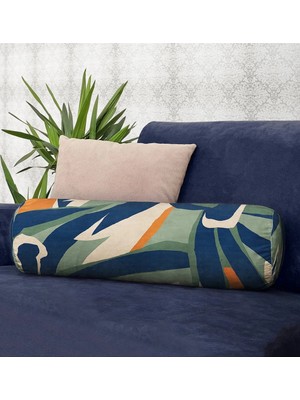 Rem Home Rengirenk Dekoratif Kırlent Kılıfı Lacivert 60 x 20 cm Salon Koltuk Kanepe Yastık Kılıfı