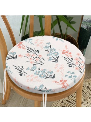 Rem Home Rengirenk Dekoratif Sandalye Minderi Beyaz Modern Yuvarlak 40 x 40 cm Mutfak Balkon Oturma Minderi