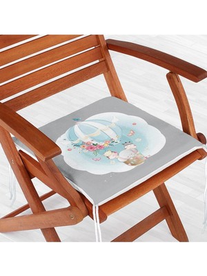 Rem Home Rengirenk Dekoratif Sandalye Minderi Gri Modern 40 x 40 cm Mutfak Balkon Oturma Minderi