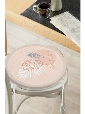 Rem Home Rengirenk Dekoratif Sandalye Minderi Modern Yuvarlak 40 x 40 cm Mutfak Balkon Oturma Minderi