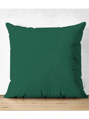 Rem Home Rengirenk Dekoratif Kırlent Kılıfı Yeşil Düz 43 x 43 cm Salon Koltuk Kanepe Yastık Kılıfı