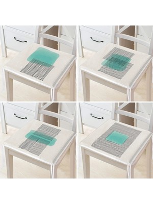 Rem Home Rengirenk Dekoratif Sandalye Minderi Sarı Modern 40 x 40 cm Mutfak Balkon Oturma Minderi