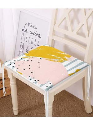 Rem Home Rengirenk Dekoratif Sandalye Minderi Soyut 40 x 40 cm Mutfak Balkon Oturma Minderi