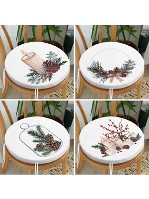 Rem Home Rengirenk Dekoratif Sandalye Minderi Modern Yuvarlak 40 x 40 cm Mutfak Balkon Oturma Minderi
