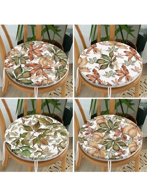 Rem Home Rengirenk Dekoratif Sandalye Minderi Beyaz Modern Yuvarlak 40 x 40 cm Mutfak Balkon Oturma Minderi