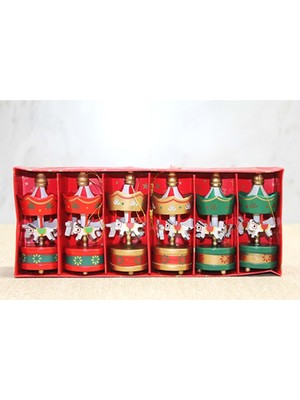 Senon 6'li Mini Atlı Karınca Noel Ağaç Süsü Renkli Ahşap Geleneksel Tasarım Çocuk Odası ve