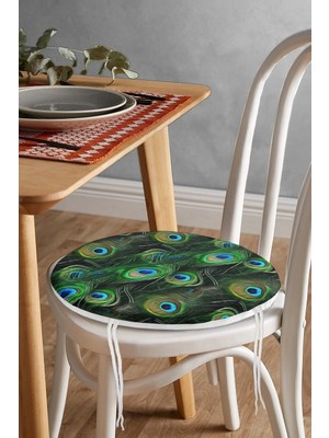 Rem Home Rengirenk Dekoratif Sandalye Minderi Sarı Yuvarlak 40 x 40 cm Mutfak Balkon Oturma Minderi